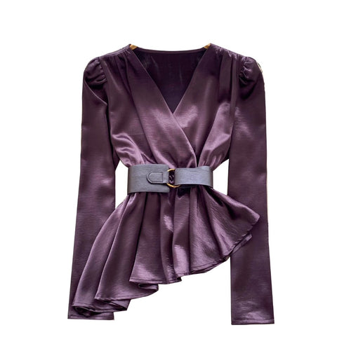 High-end Asymmetric Satin Shirt