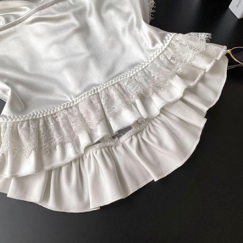 Rhinestone Studded White Lace Top