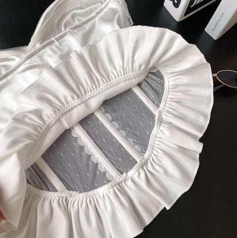 Rhinestone Studded White Lace Top