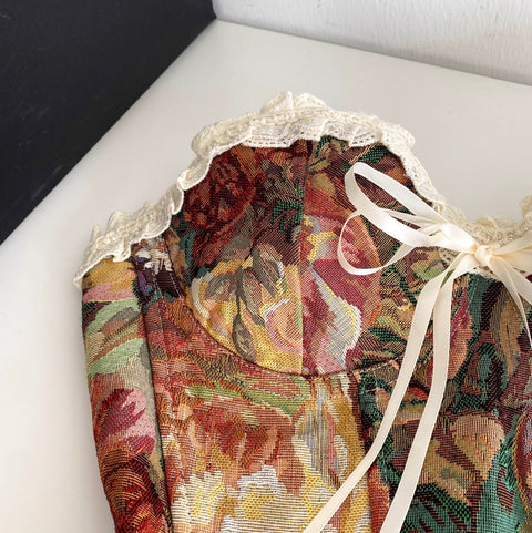 Oil-painting Print Fishbone Camisole