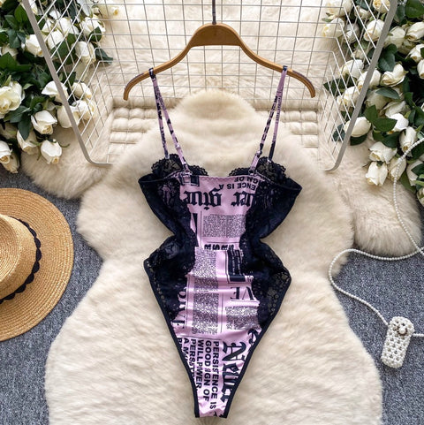 Letter Print Hottie Slip Jumpsuit