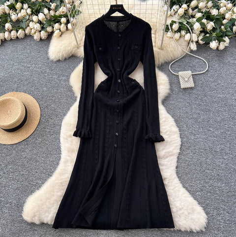 High-end Crochet Knit Cardigan Dress