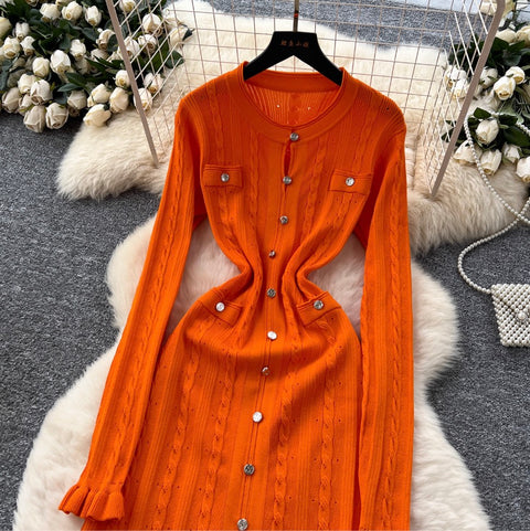 High-end Crochet Knit Cardigan Dress
