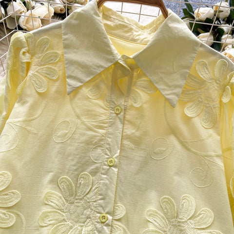 Niche Embroidered Floral Loose-fit Shirt