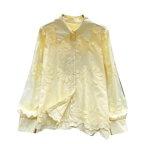 Niche Embroidered Floral Loose-fit Shirt