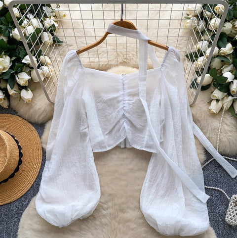 Hottie Midriff-baring Shirt with Ribbon