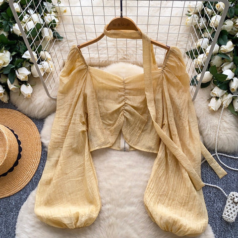 Hottie Midriff-baring Shirt with Ribbon