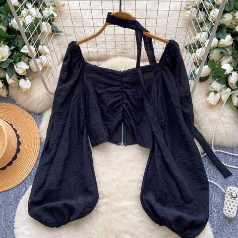 Hottie Midriff-baring Shirt with Ribbon