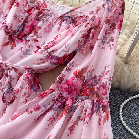 French Style Floral Chiffon Dress