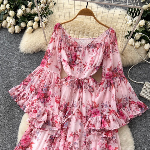 French Style Floral Chiffon Dress