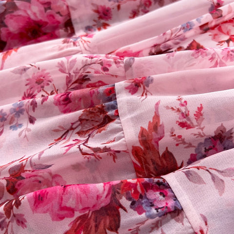 French Style Floral Chiffon Dress