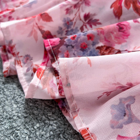 French Style Floral Chiffon Dress