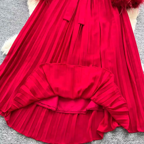 Courtly Rhinestone Beaded Pleated Dress