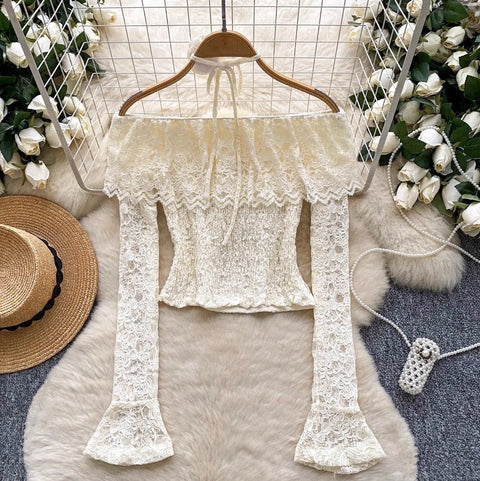 Apricot Lace Shirt with Choker