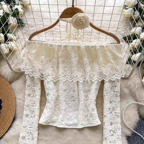 Apricot Lace Shirt with Choker