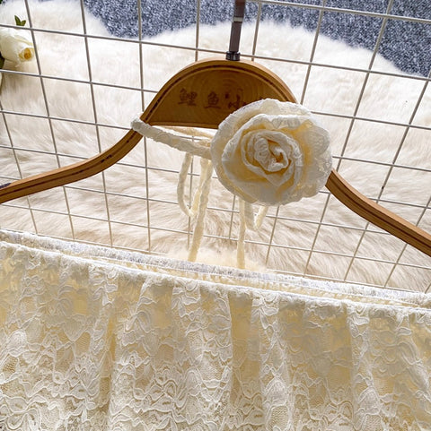 Apricot Lace Shirt with Choker