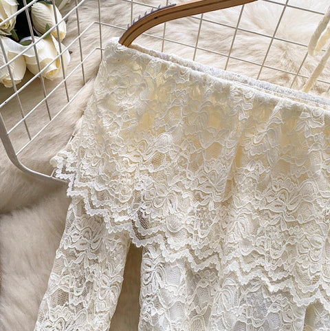 Apricot Lace Shirt with Choker