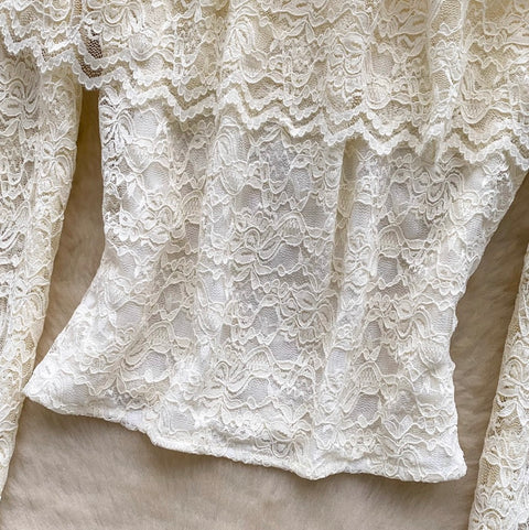 Apricot Lace Shirt with Choker