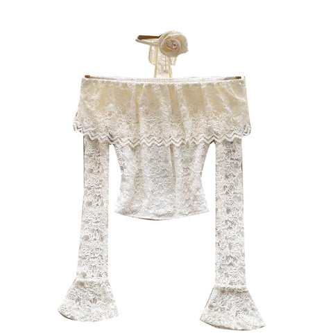 Apricot Lace Shirt with Choker