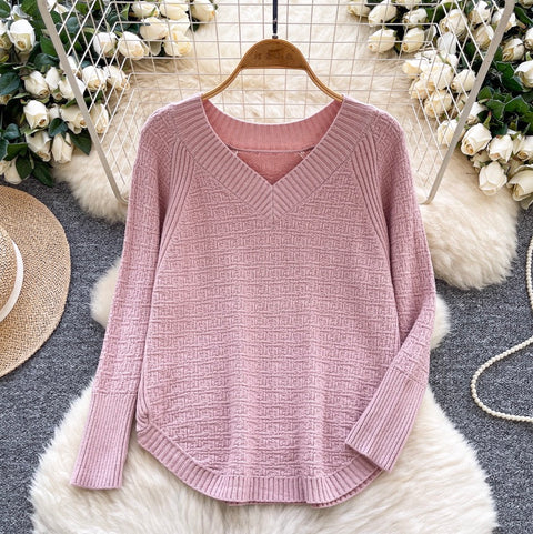 Simple Design Loose-fit Bottoming Sweater