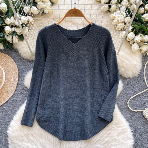 Simple Design Loose-fit Bottoming Sweater
