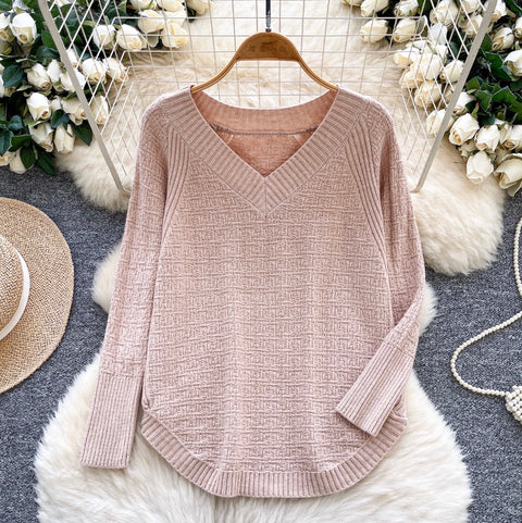 Simple Design Loose-fit Bottoming Sweater