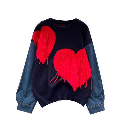 Love-pattern Print Loose-fit Sweater