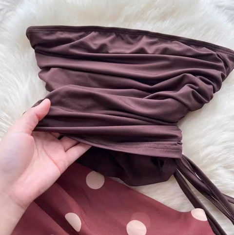 Niche Polka-dot Patchwork Bustier Dress