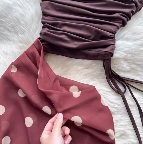 Niche Polka-dot Patchwork Bustier Dress