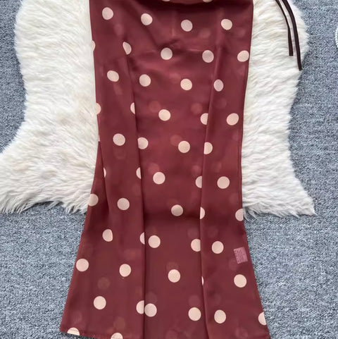 Niche Polka-dot Patchwork Bustier Dress