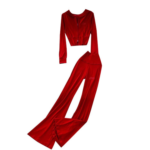 Casual Hoodie & Flared Trousers 2Pcs