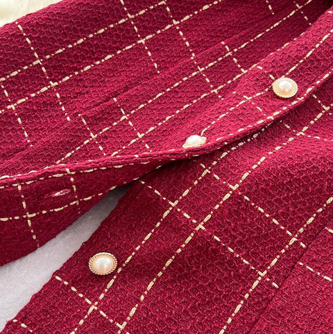 Plaid Tweed Dress & Sweater 2Pcs