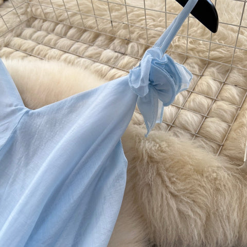 Fairy Blue Ruffled Camisole & Skirt 2Pcs