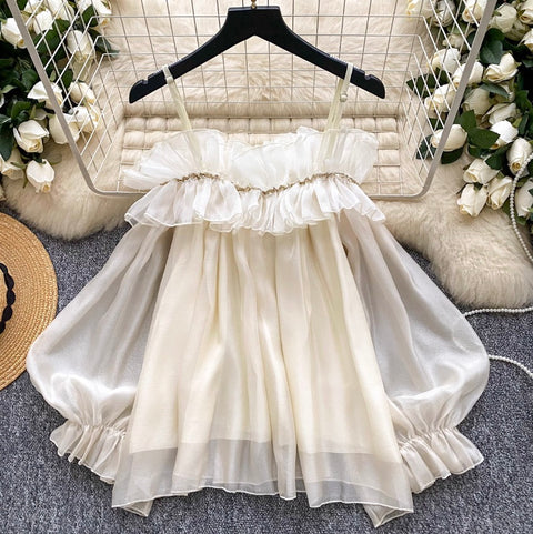 Fairy Apricot Ruffeld Chiffon Camisole