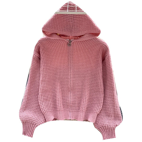 Korean Style Hollowed Hooded Cardigan