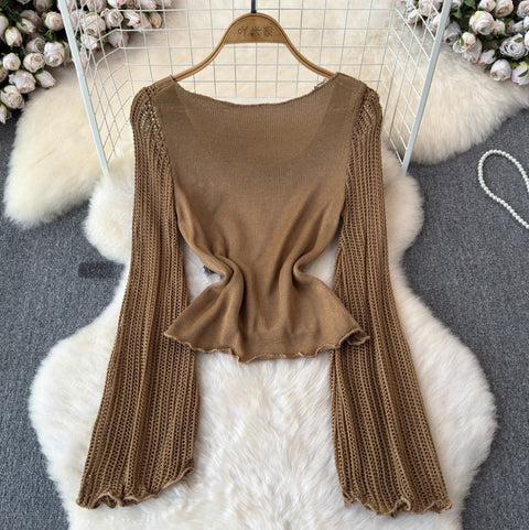 Butterfly Sequin Slim-fit Hollowed Knitwear