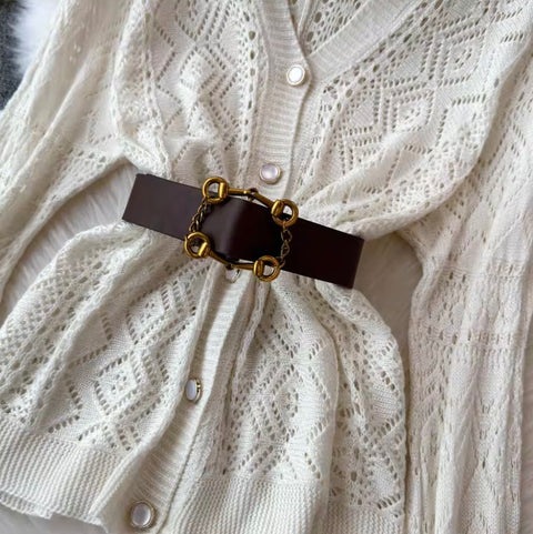 V-neck Cardigan & Fishtail Skirt 2Pcs