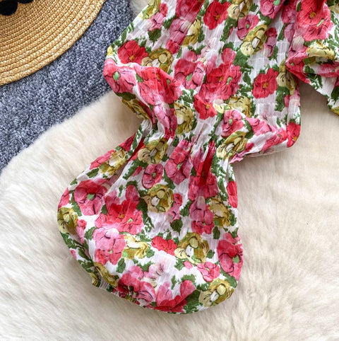 French Style Floral Print Top