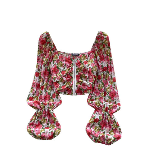French Style Floral Print Top