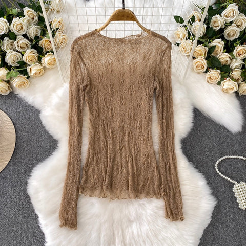 Irregular Design Ruffled Lace Dress 2Pcs