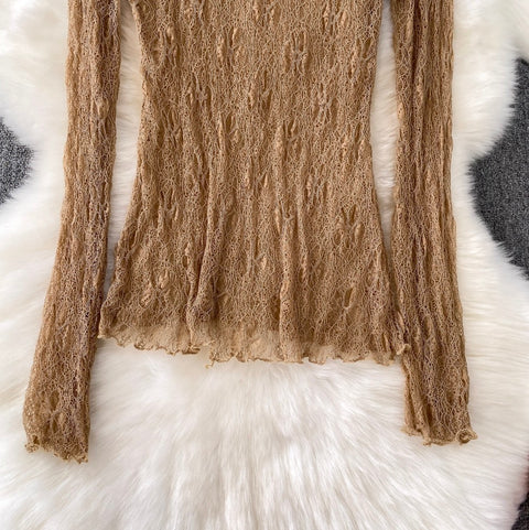 Irregular Design Ruffled Lace Dress 2Pcs