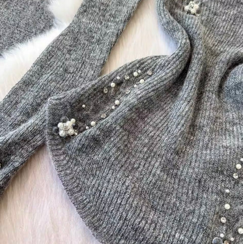 Irregular Design Beaded Ripped Knitwear