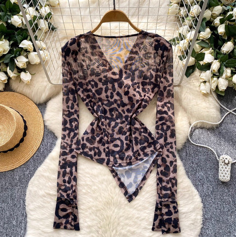 Irregular Design Leopard Print T-shirt