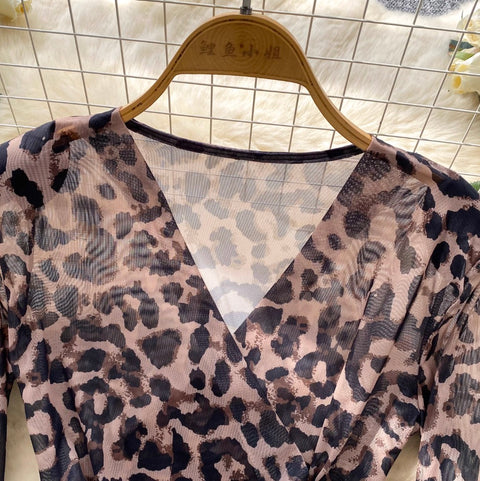 Irregular Design Leopard Print T-shirt