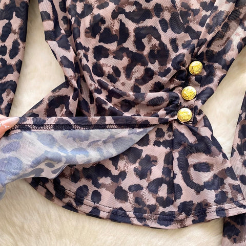 Irregular Design Leopard Print T-shirt