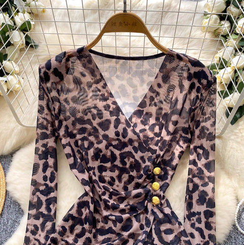 Irregular Design Leopard Print T-shirt