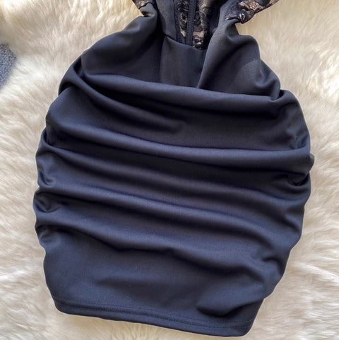 Sexy Black Lace Hip-wrapping Slip Dress