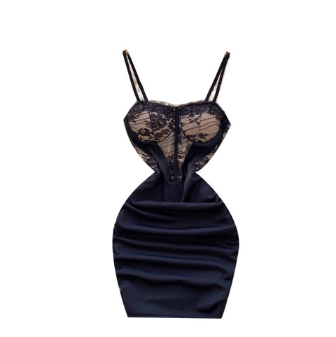 Sexy Black Lace Hip-wrapping Slip Dress