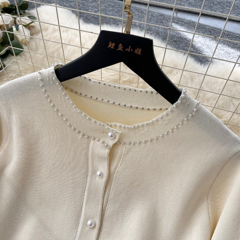 Beaded Sleeveless Dress & Cardigan 2Pcs