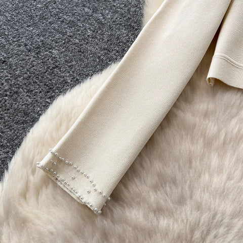 Beaded Sleeveless Dress & Cardigan 2Pcs